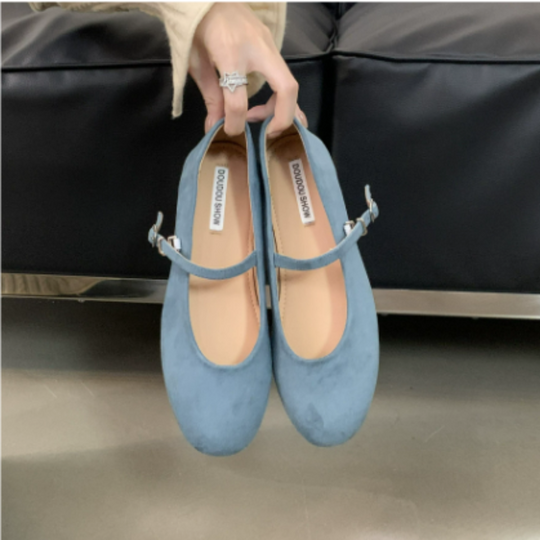 Elegante Schnalle Riemen solide Farbe Ballett-Flats