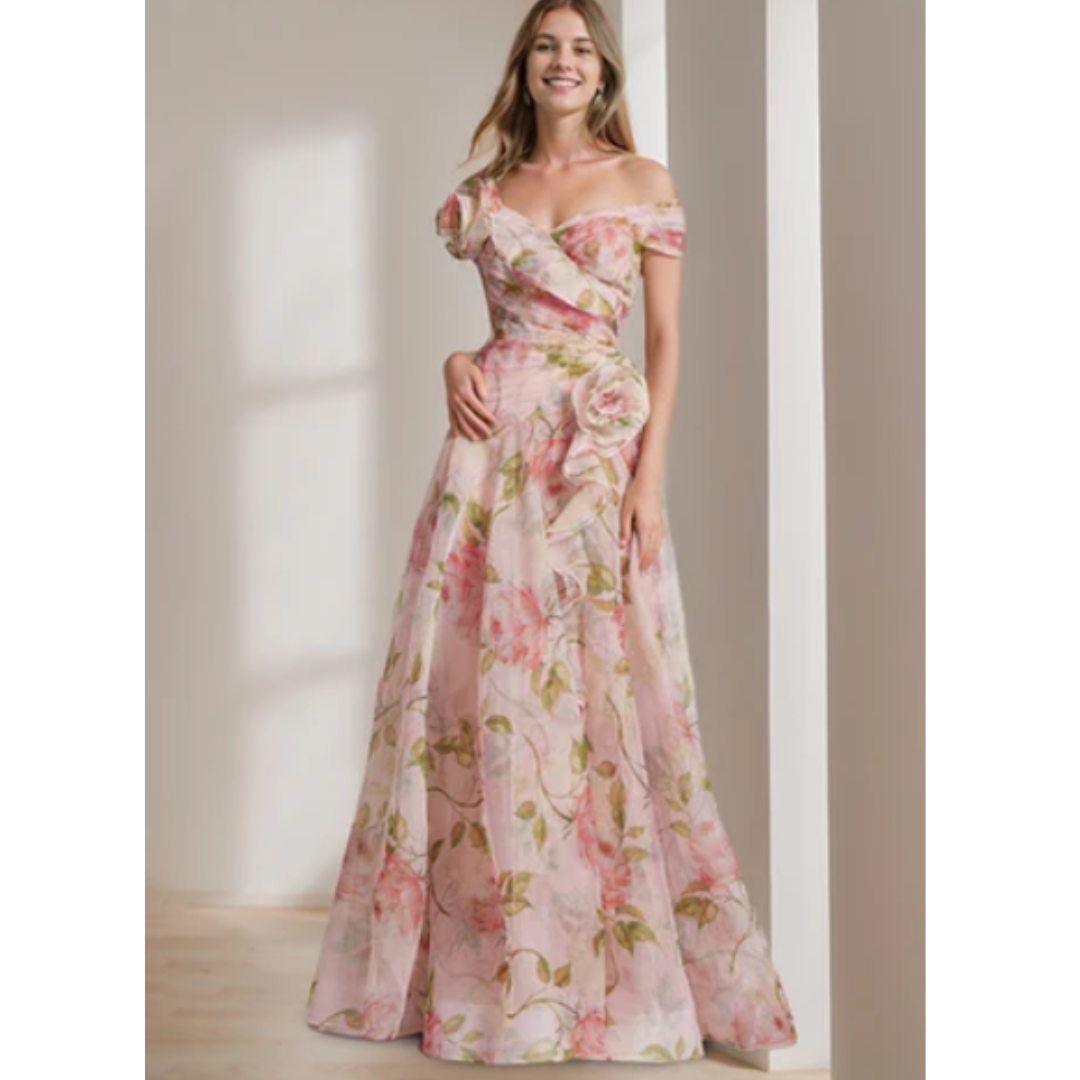 Blumen Inspiriertes Damen Ballkleid | Maxi