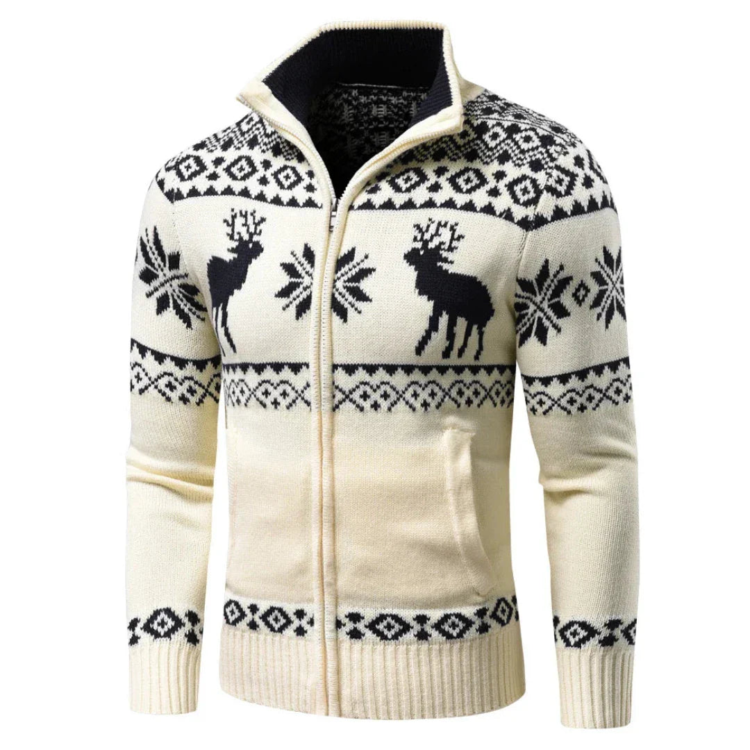 Weihnachtsstrickjacke Herren mit halbem Reißverschluss | Winter