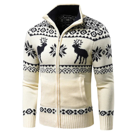 Weihnachtsstrickjacke Herren mit halbem Reißverschluss | Winter