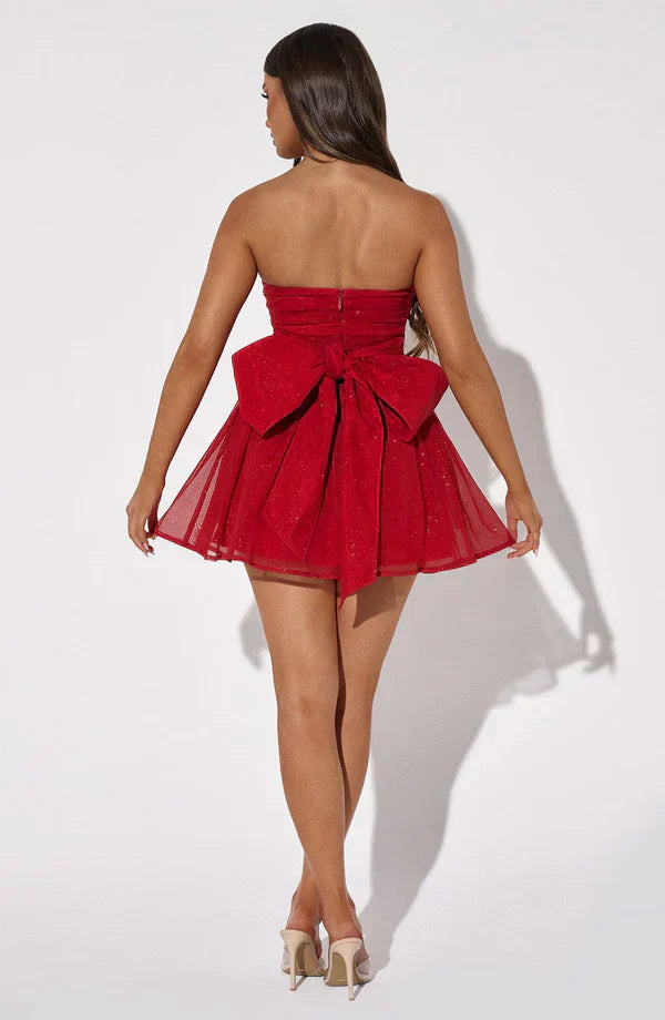 Trägerloses Ballkleid Mit Schleifen Akzenten Für Damen | Mini