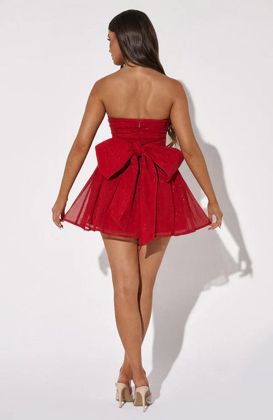 Trägerloses Ballkleid Mit Schleifen Akzenten Für Damen | Mini