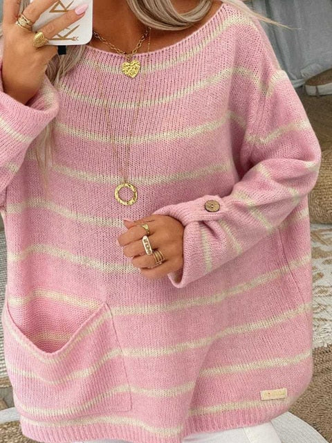 Übergroßer Norweger Pullover Damen | Gestreift