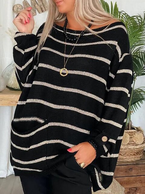 Übergroßer Norweger Pullover Damen | Gestreift