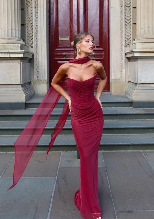 Damen Trägerloses Bodykon Hochzeit Gast Kleid | Maxi