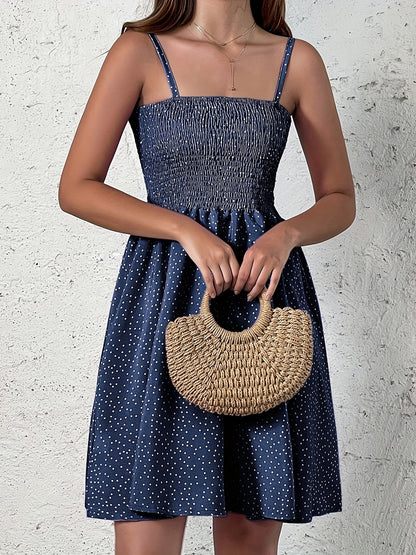 Polka Dot Sommerkleid Damen – Rückenfreies Cami-Kleid, Freizeitkleidung