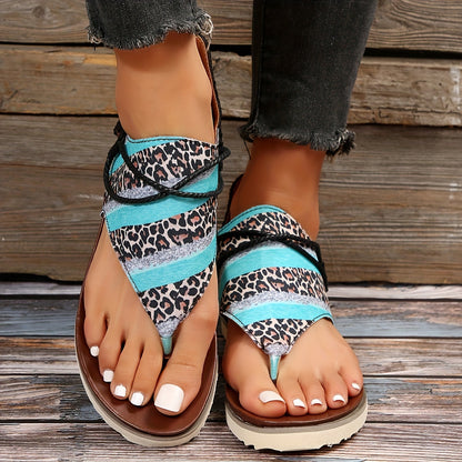 Flip-Flops mit Sonnenblumen Leopard Print und Batik-Muster