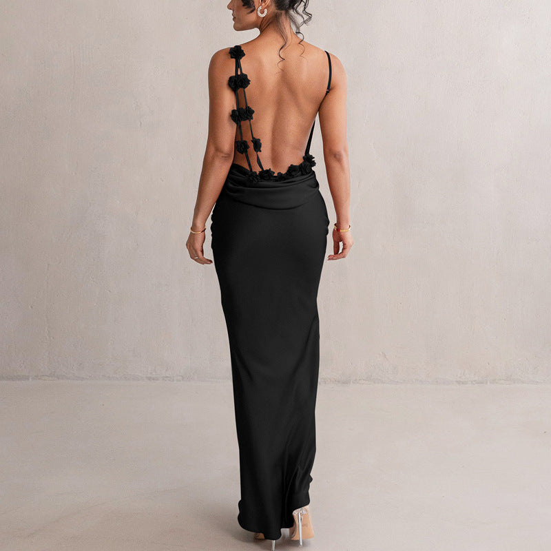 Damen Spaghetti Träger Ballkleid | Maxi