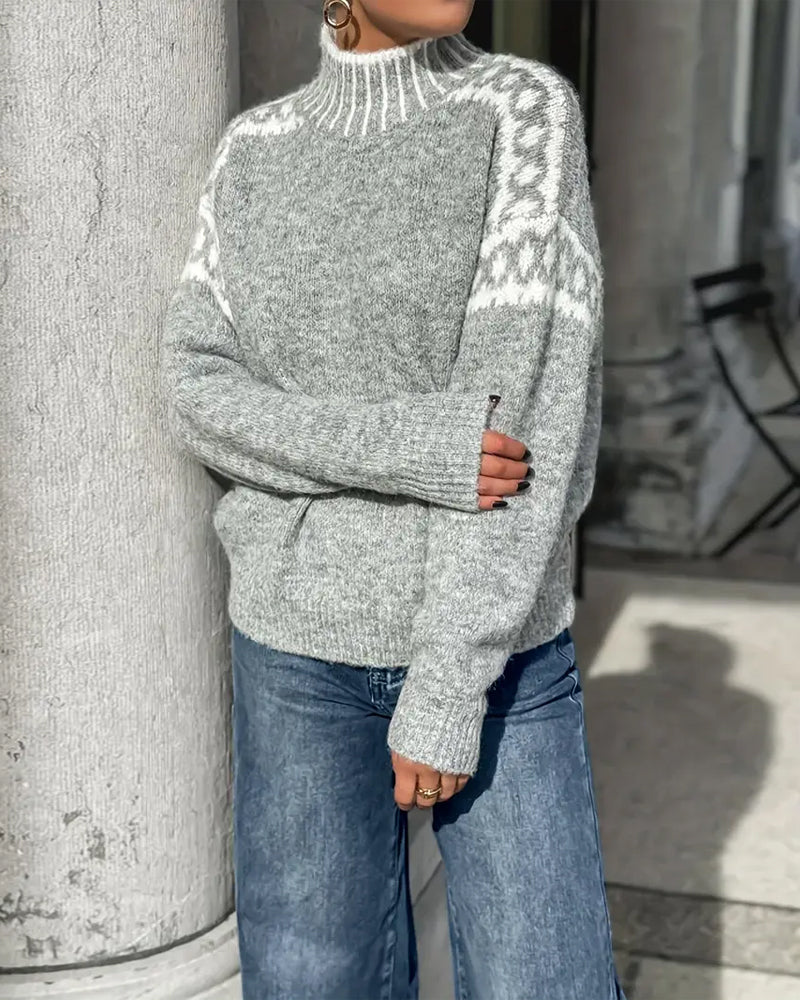Warmer Norweger Pullover Damen | Rollkragen