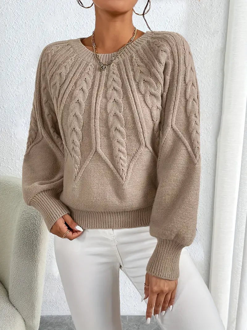 Statement Strickpullover mit Puffärmeln und Grobstrick