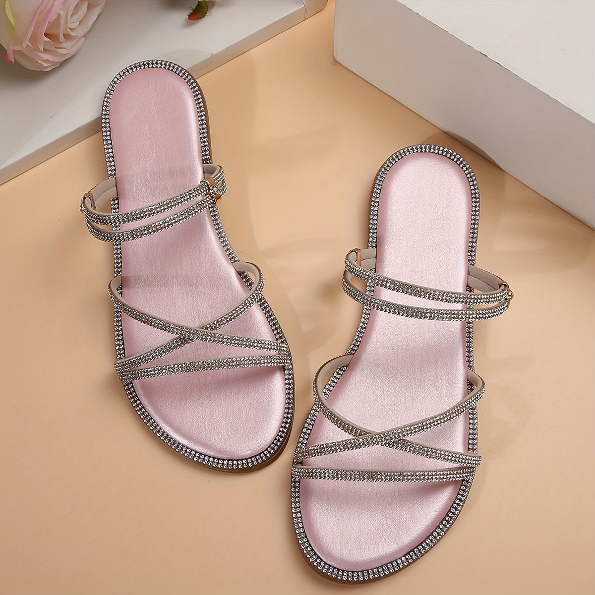 Strass Sandalen & Slipper – Glitzernde Zwei-Wege-Sommerschuhe