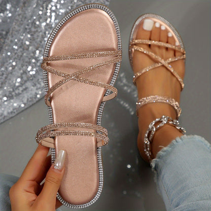 Strass Sandalen & Slipper – Glitzernde Zwei-Wege-Sommerschuhe