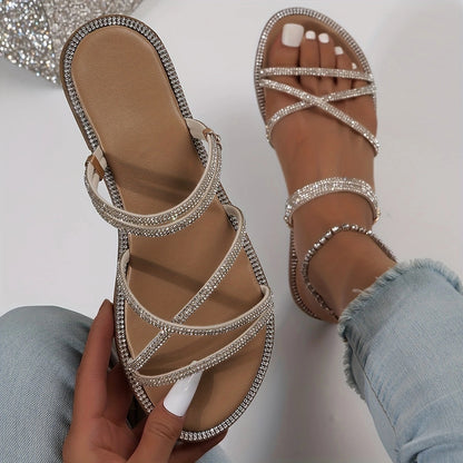 Strass Sandalen & Slipper – Glitzernde Zwei-Wege-Sommerschuhe