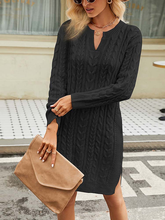 Klassisches Schwarzes Strickkleid Für Damen | Mini