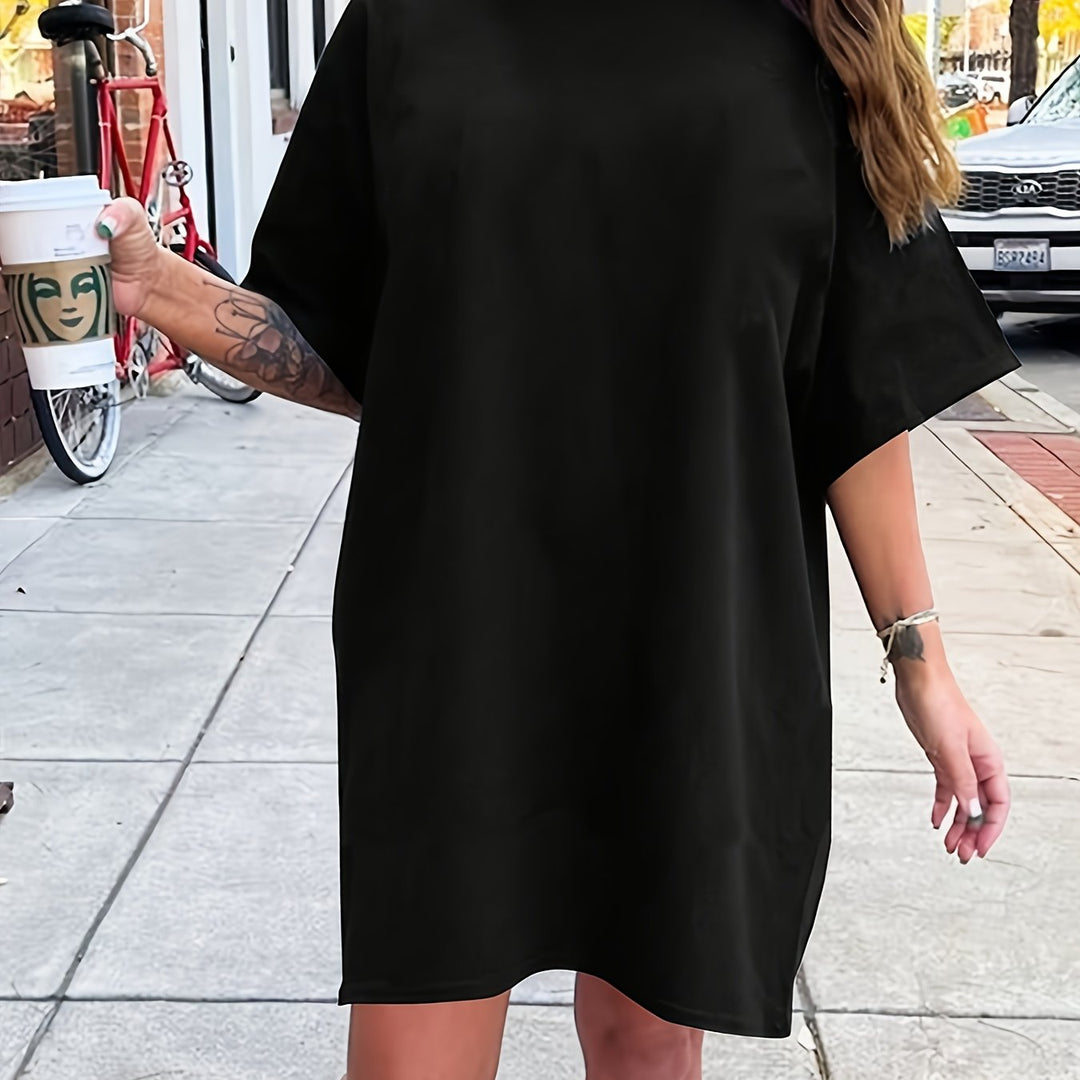 Damen T-Shirt Plus Size Kleid - Elastisches Polyester/Elasthan-Gemisch