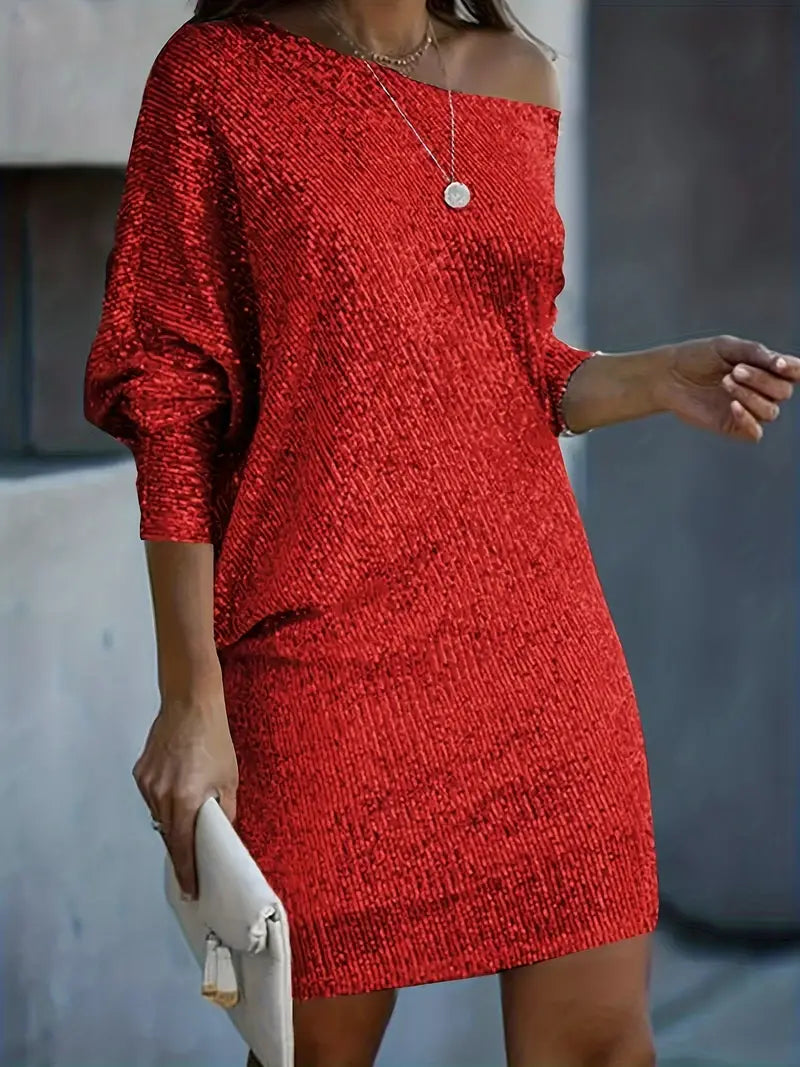Abendkleid Mit Eine Schulter Pailletten Für Damen | Mini