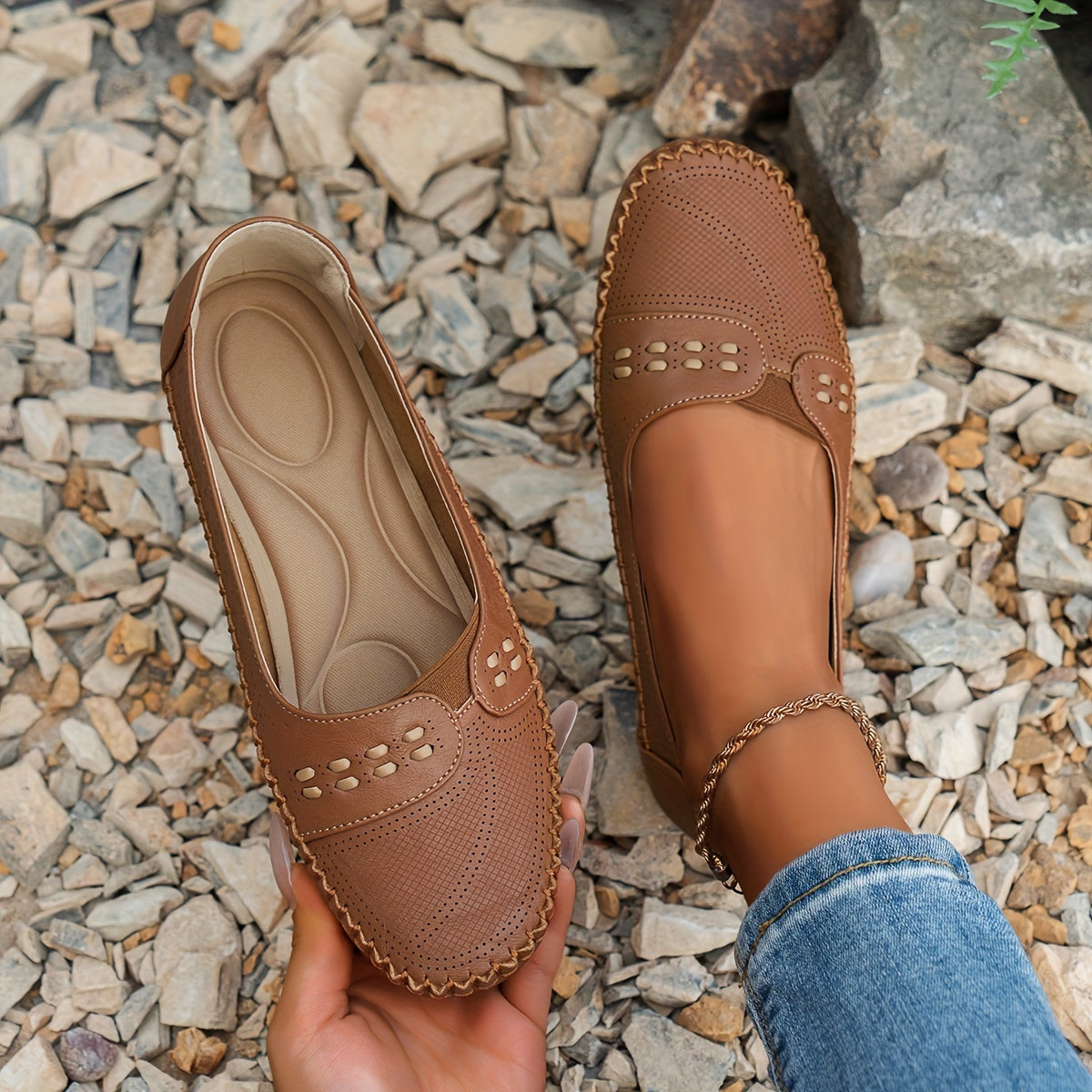 Atmungsaktive Damen-Loafer – Bequeme Vintage-Slip-Ons