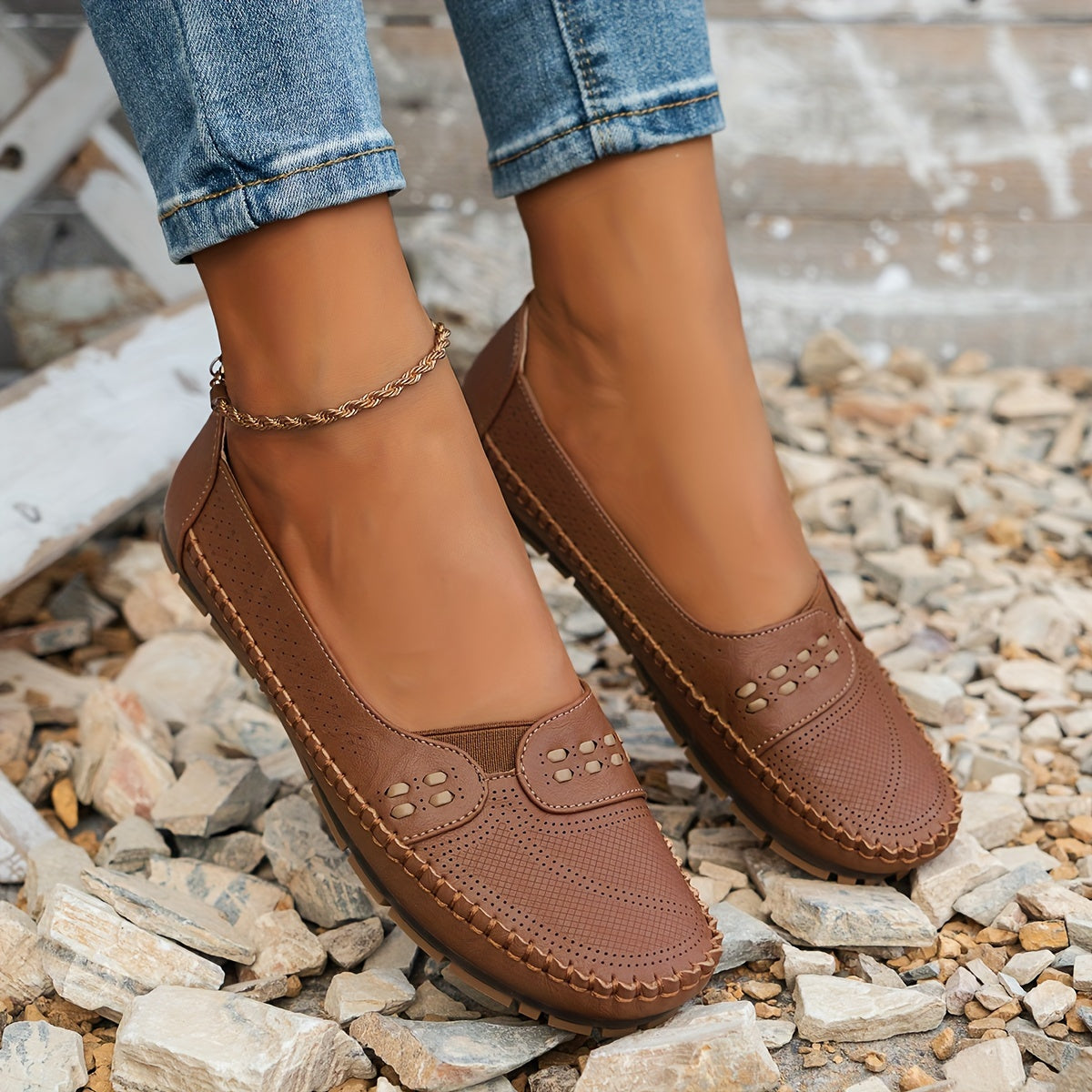 Atmungsaktive Damen-Loafer – Bequeme Vintage-Slip-Ons