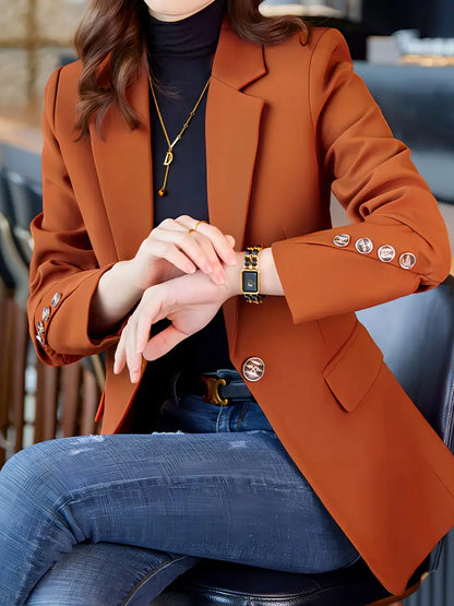 Eleganter Blazer mit Reverskragen, Langarm für Büro & Arbeit