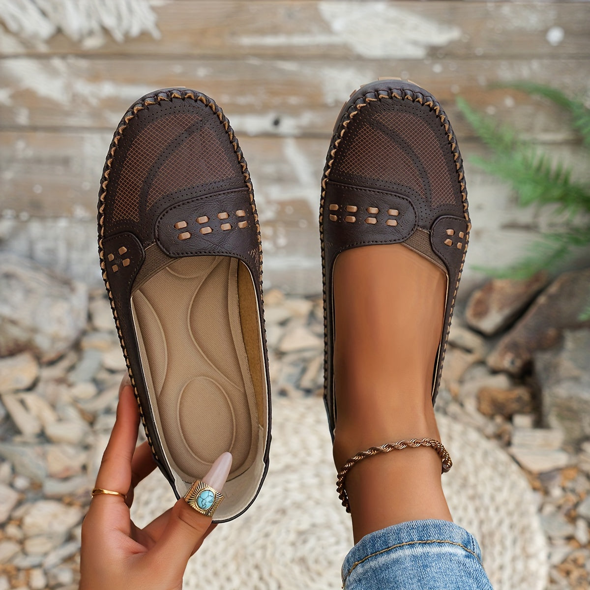 Atmungsaktive Damen-Loafer – Bequeme Vintage-Slip-Ons