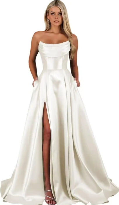 Trägerloses Plissiertes Abendkleid Für Damen | Maxi