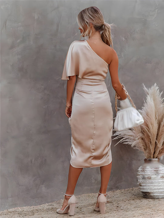Damen Ein-Schulter-Ballkleid | Midi