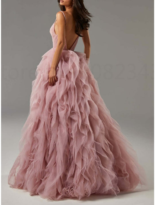 Damen Spaghettiträger Ballkleid | Maxi