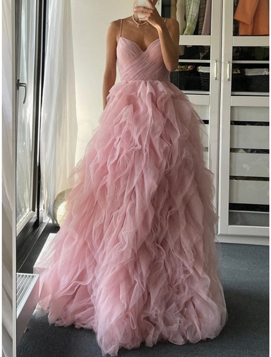 Damen Spaghettiträger Ballkleid | Maxi