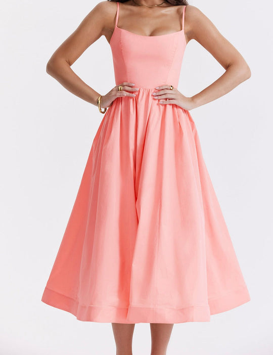 Damen Quadratischer Ausschnitt Hochzeit Gast Kleid | Midi