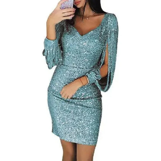 Atemberaubendes Paillettenkleid Mit V Ausschnitt Für Damen | Mini