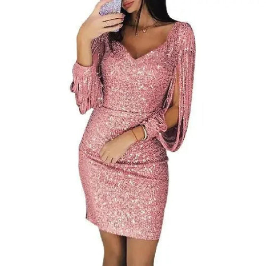 Atemberaubendes Paillettenkleid Mit V Ausschnitt Für Damen | Mini