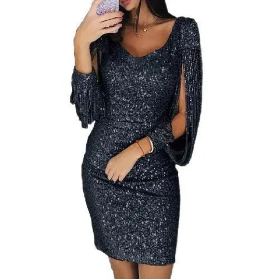 Atemberaubendes Paillettenkleid Mit V Ausschnitt Für Damen | Mini