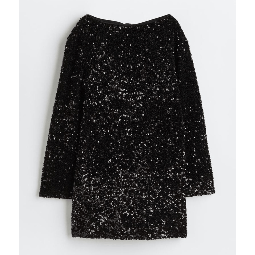 Langärmliges Paillettenkleid für Damen | Mini