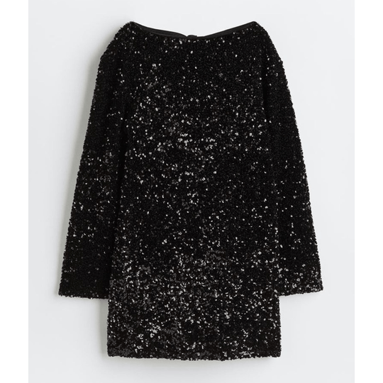 Langärmliges Paillettenkleid für Damen | Mini