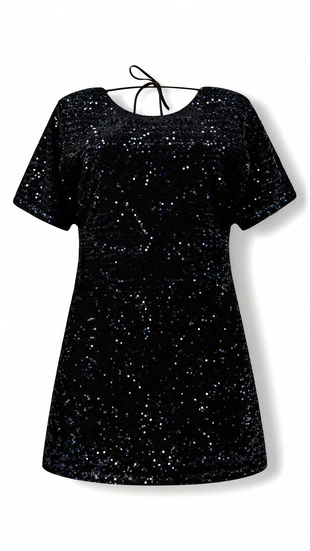 Kurzärmliges Paillettenkleid für Damen | Mini