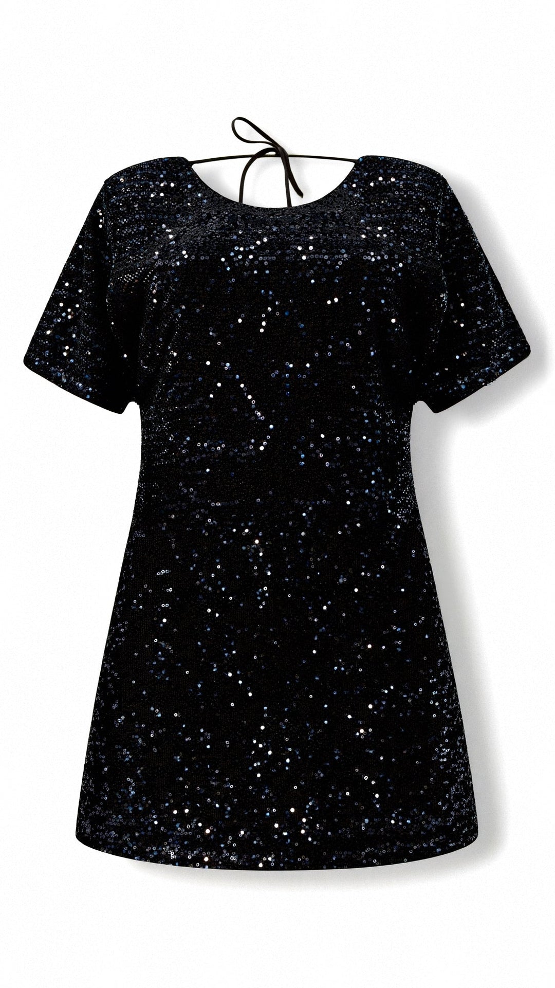 Kurzärmliges Paillettenkleid für Damen | Mini