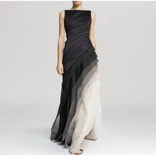 Ärmelloses Lagen Abendkleid für Damen | Maxi
