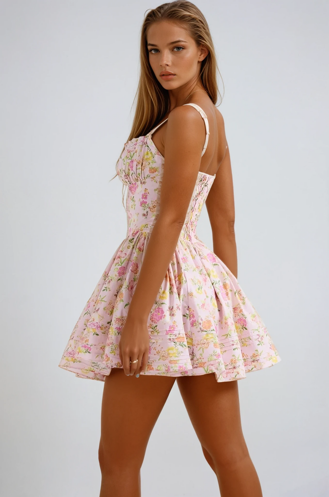 Damen Blumen Drucken Hochzeit Gast Kleid | Mini
