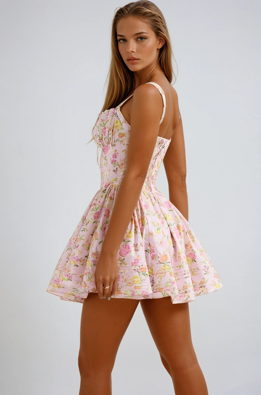Damen Blumen Drucken Hochzeit Gast Kleid | Mini