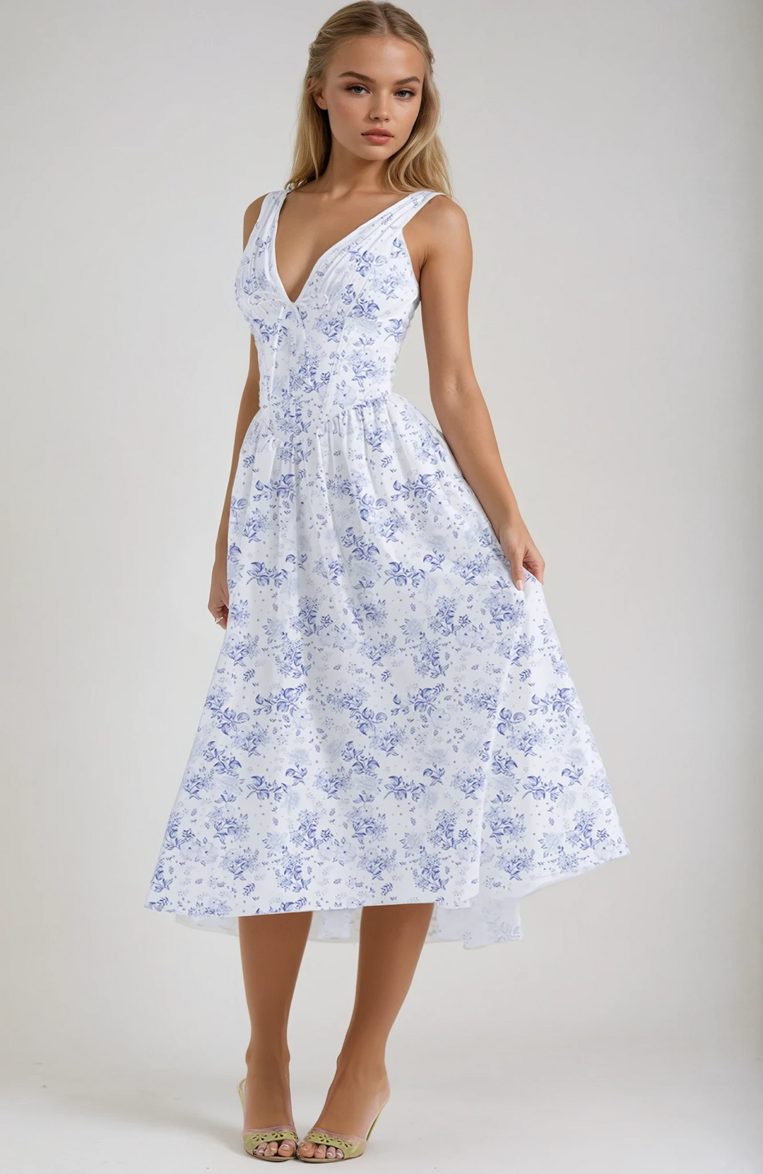 Damen Blumen Bedrucktes Hochzeitsgast Kleid | Midi