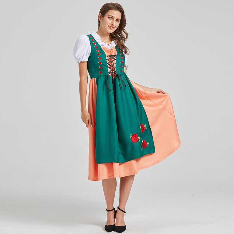 Damen Puffärmel Besticktes Oktoberfest Dirndlkleid | 2025