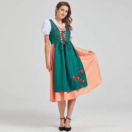 Damen Puffärmel Besticktes Oktoberfest Dirndlkleid | 2025