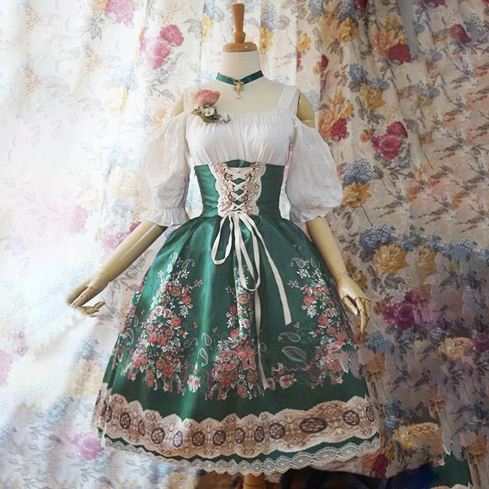 Damen Elegantes Florales Oktoberfest Dirndl Kleid | 2025