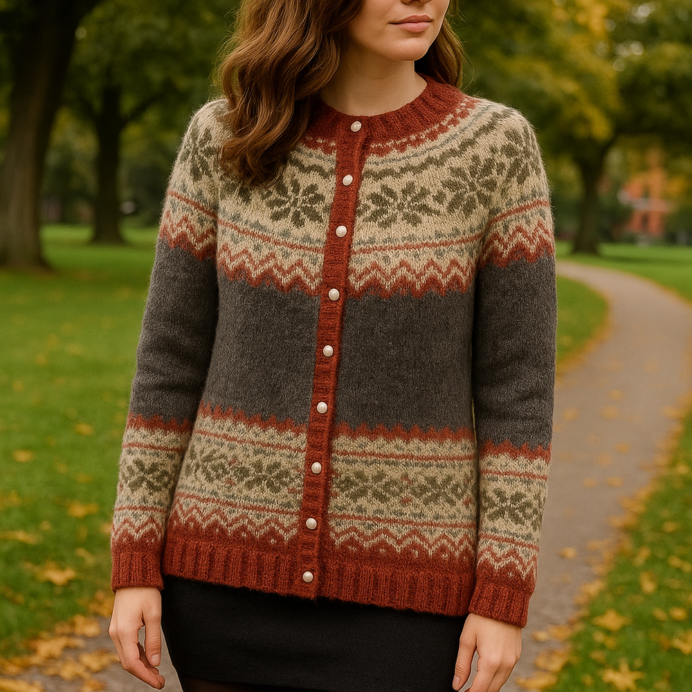 Warmer Norweger Strickjacke für Damen | Gestrickt
