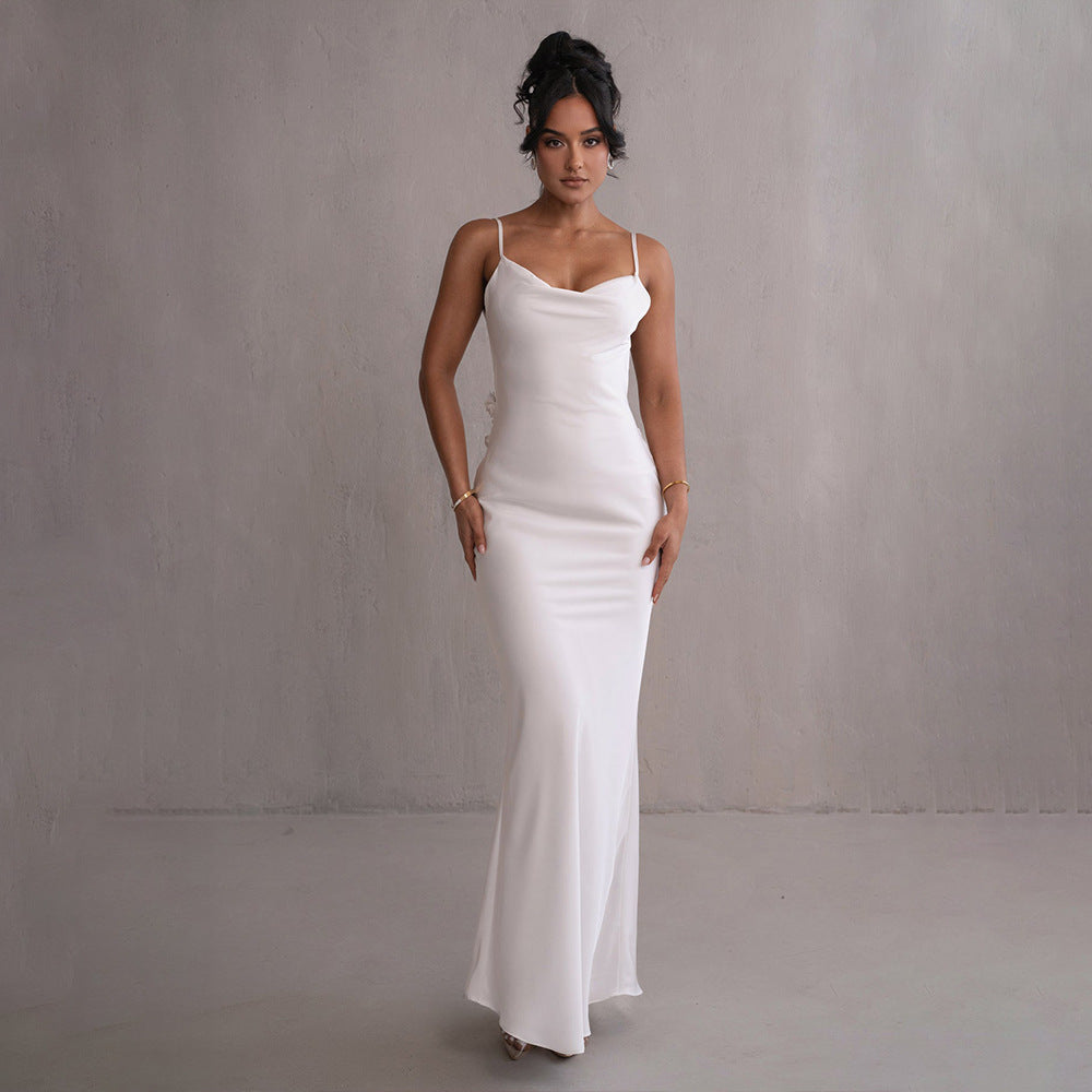 Damen Spaghetti Träger Ballkleid | Maxi