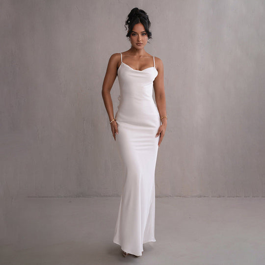 Damen Spaghetti Träger Ballkleid | Maxi
