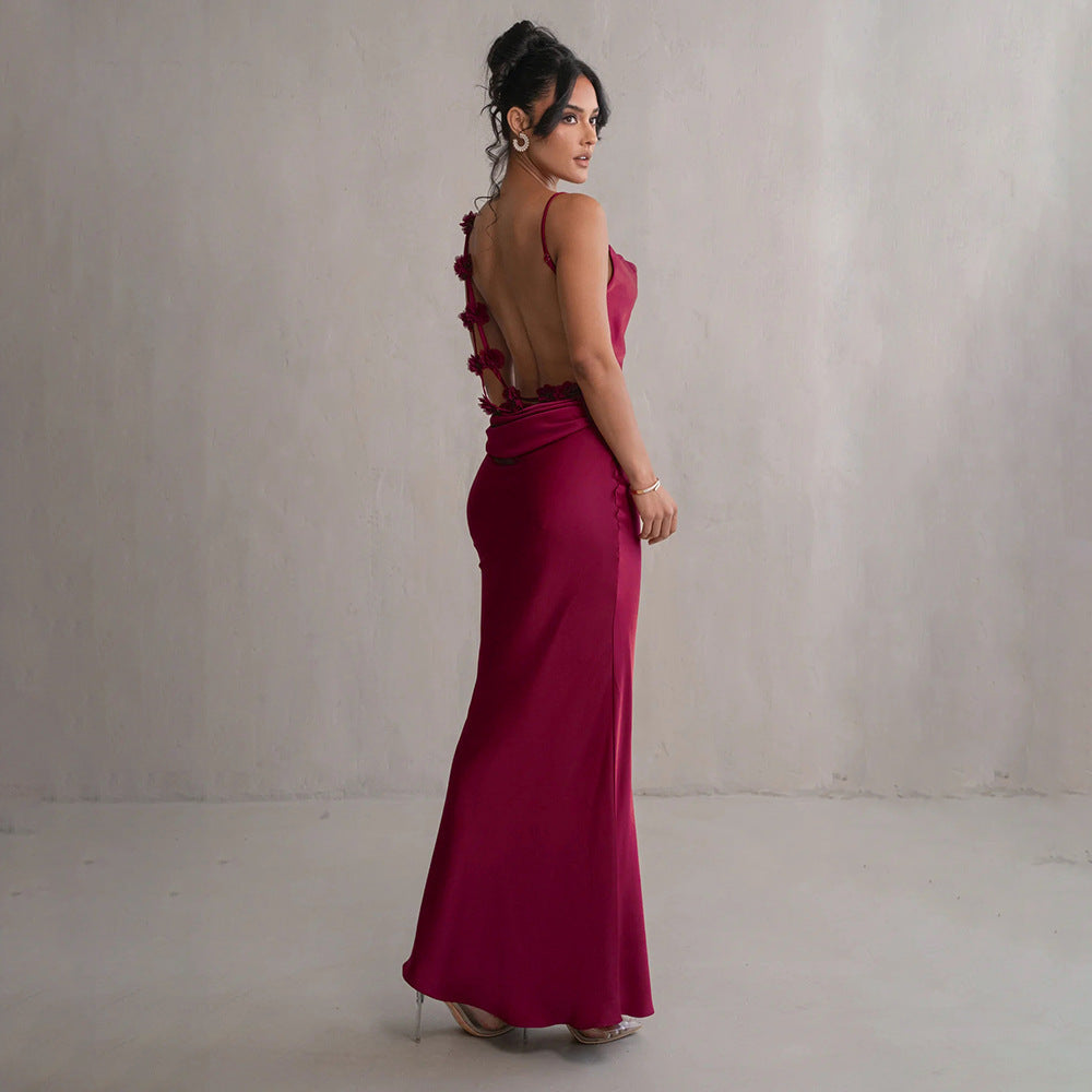 Damen Spaghetti Träger Ballkleid | Maxi