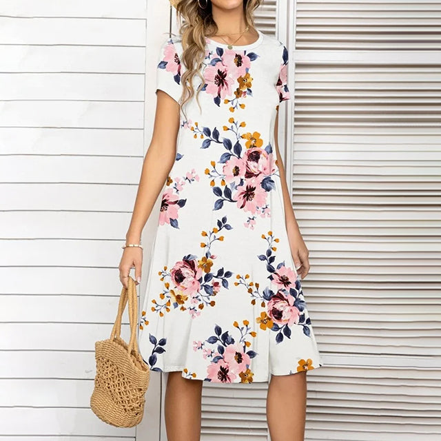 Lässiges Kleid Mit Blumendruck
