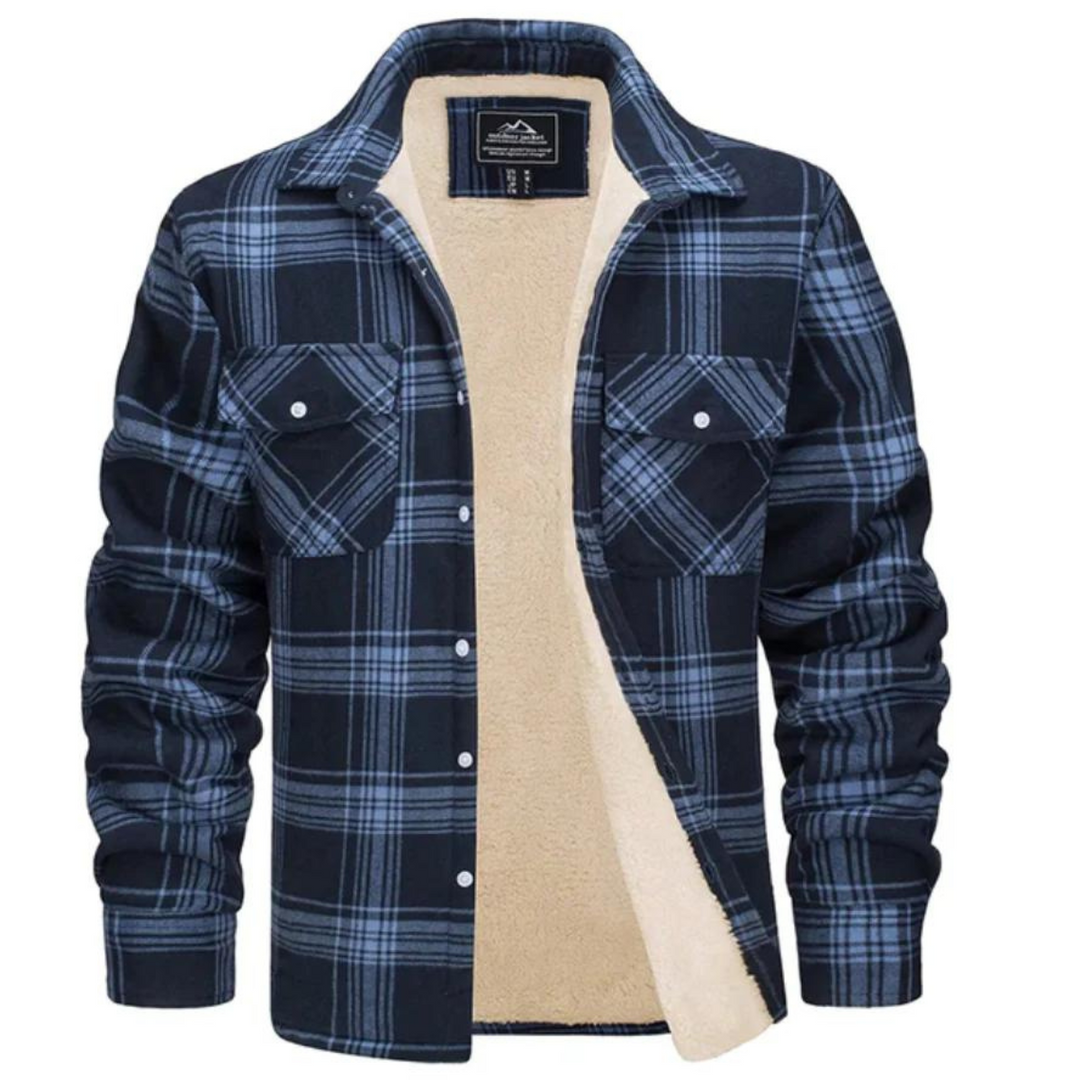 Herren Knopf Daunen Karierte Jacke | Warme