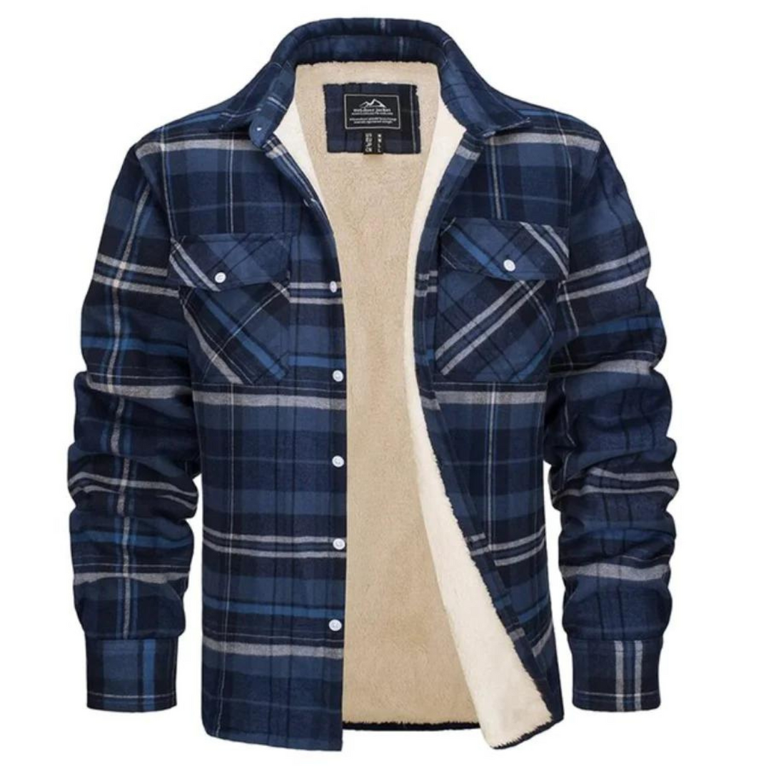 Herren Knopf Daunen Karierte Jacke | Warme